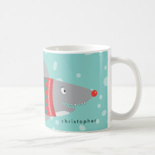 Funny Christmas Shark With Name Coffee Mug