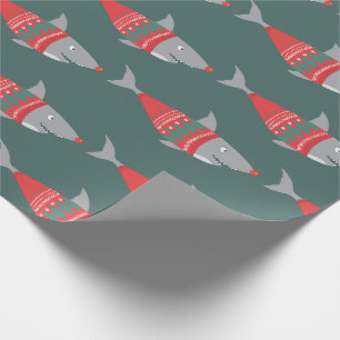 Funny Christmas Shark Wrapping Paper