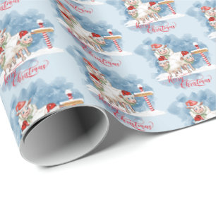 Funny Christmas Sheep at North Pole Wrapping Paper