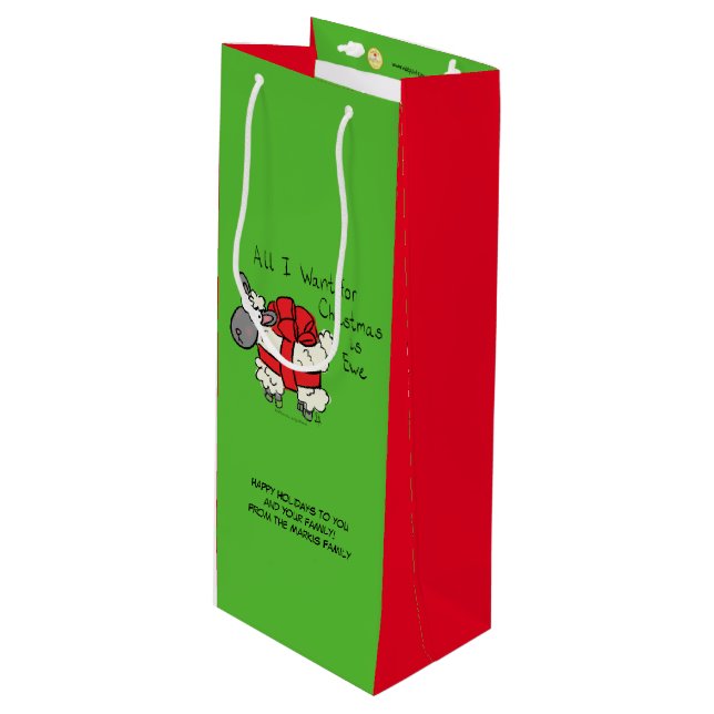 Funny Christmas Sheep Cartoon Wine Gift Bag (Front Angled)