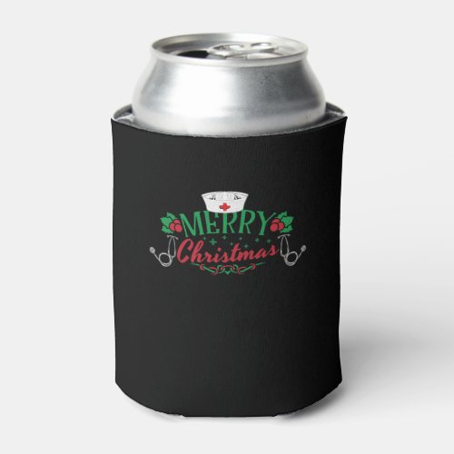 funny Christmas shirt for a nurse Can Cooler