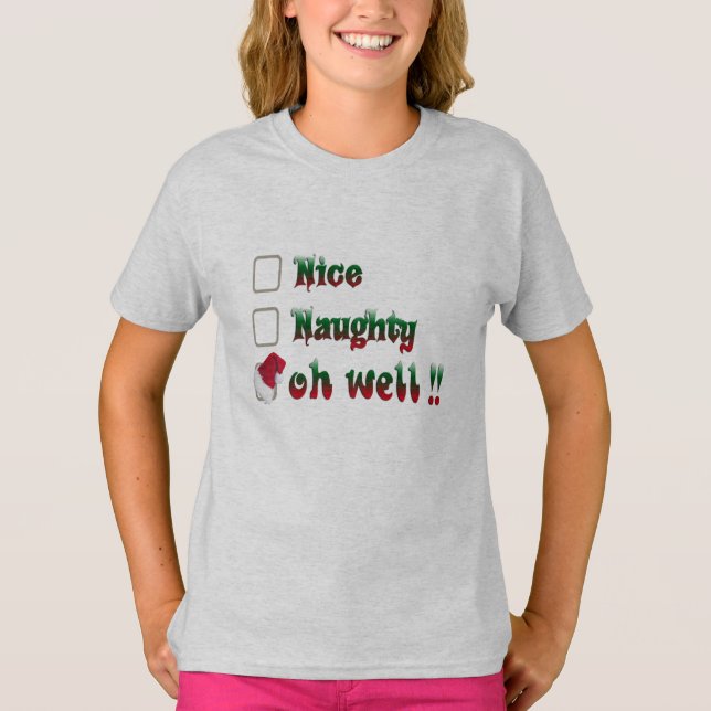 Funny Christmas shirts for kids, Naughty and Nice (Front)