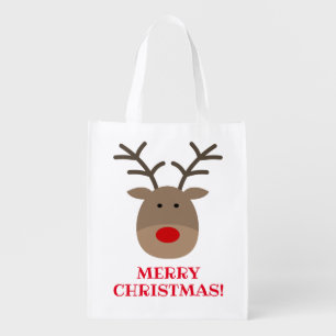 Funny Christmas shopping bag with cute reindeer