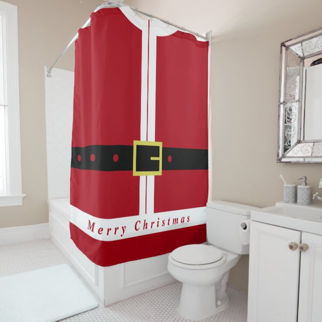 Funny Christmas Shower Curtain Gift with Santa (In Situ)