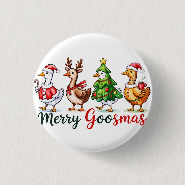 Funny Christmas Silly Goose Button (Front)