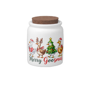 Funny Christmas Silly Goose Candy Jar