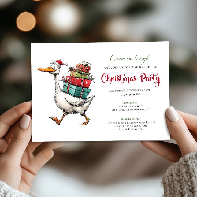 Funny Christmas Silly Goose Funny Minimalist Party Invitation (Christmas Silly Goose Funny Minimalist Party Invite)