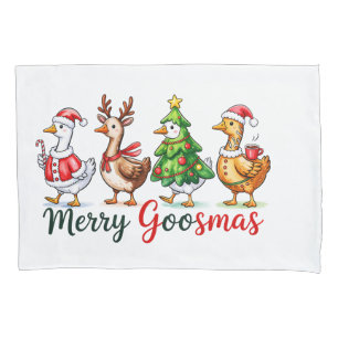 Funny Christmas Silly Goose Pillow Case