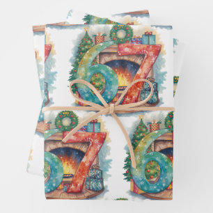 Funny Christmas Six Seven 67 Brainrot Meme 6 7 Wrapping Paper Sheets