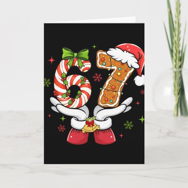 Funny Christmas Six Seven 6 7 Meme Gen Alpha Slang Card (Front)