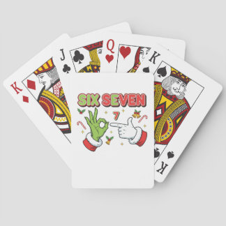 Funny Christmas Six Seven Green Monster Holiday Poker Cards