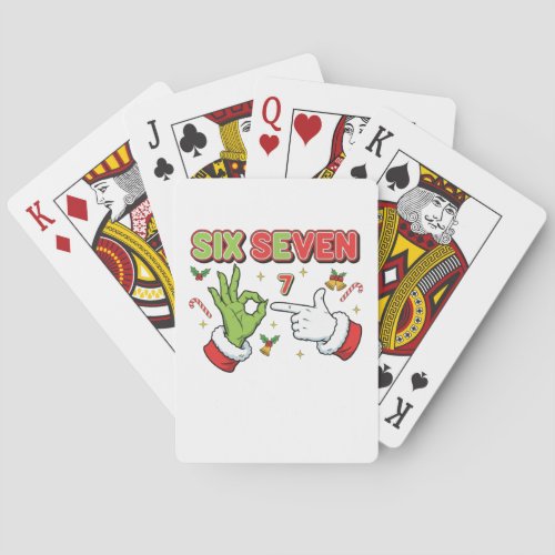 Funny Christmas Six Seven Green Monster Holiday Poker Cards
