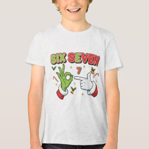 Funny Christmas Six Seven Green Monster Holiday Tri-Blend Shirt