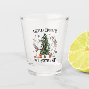 Funny Christmas Skeleton - Dead Inside But Festive Shot Glass