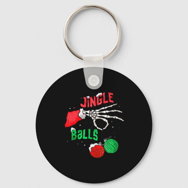Funny Christmas Skeleton Jingle Funny Xmas Matchin Keychain (Front)
