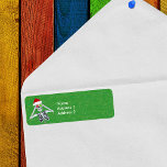 Funny Christmas Skeleton Ornament Eyes Hat Green Label<br><div class="desc">These return address labels have a funny Christmas skeleton holding shiny red and green ornaments up to his eyes wearing a red Santa Claus hat on a dark green background with tiny faux gold sparkles.  Customize your name and address with the template.</div>