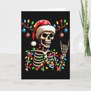 Funny Christmas Skeleton Santa Hat Xmas Vibes For Card
