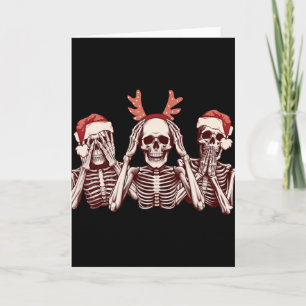 Funny Christmas Skeleton See Hear Speak No Evil  Card