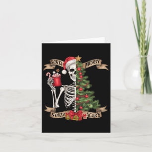 Funny Christmas Skeleton Sorta Merry Sorta Scary T Card