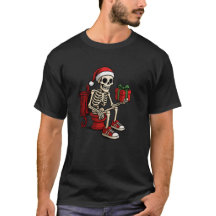 Funny Christmas Skeleton T-Shirt: Santa Skull 