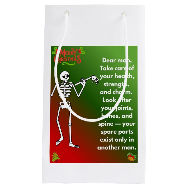 Funny Christmas Skeleton Wishes for man Small Gift Bag (Front)