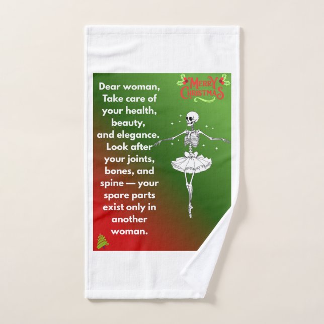 Funny Christmas Skeleton Wishes for woman Holiday  Hand Towel (Hand Towel)