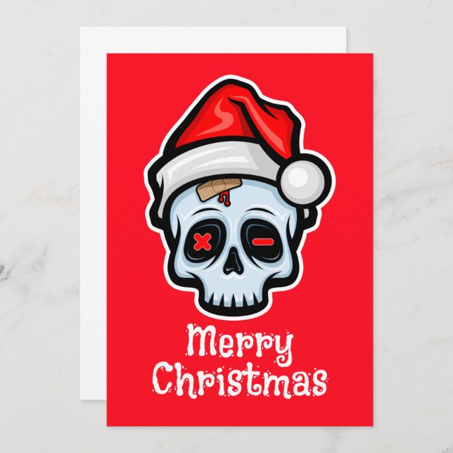 Funny Christmas Skull, Merry Christmas Invitation (Front/Back)