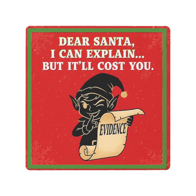 funny christmas slogan  design metal print (Front)