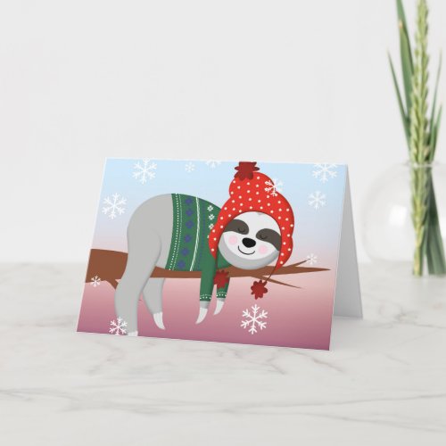 funny christmas sloth holiday card