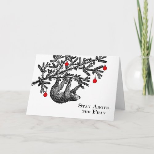 Funny Christmas Sloth Merry Slothmas Holiday Card