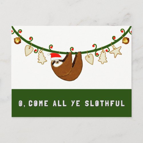 Funny Christmas Sloth Postcard