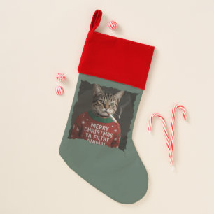 Funny Christmas Smoking Cat Sarcastic Holiday Meme Stocking