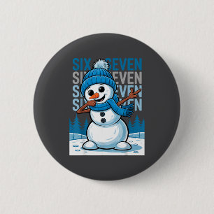 Funny Christmas Snowman Dabbing Xmas Dab Six Seven Button