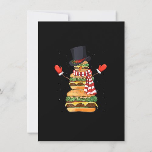 Funny Christmas Snowman Hamburger Xmas Cheeseburge Invitation