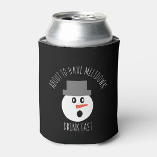 Funny Christmas Snowman Meltdown Beer Can Cooler