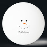 Funny Christmas Snowman Personalized Ping Pong Ball<br><div class="desc">Show your fun side while playing your game with this Funny Christmas Snowman Personalized Ping Pong Ball. It is a minimal design with a cute snowman face and name in modern script lettering. Makes a great gift idea for those who love playing ping pong. Click personalize template option and enter...</div>