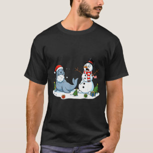 Funny Christmas Snowman Sea Lion Xmas Mens Womens T-Shirt