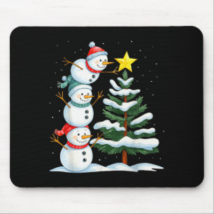 Funny Christmas Snowman Topper Tree Holiday Family Mouse Pad