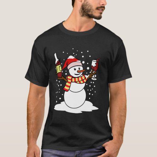 Funny Christmas Snowman Wine Gift For Wine Lover T_Shirt