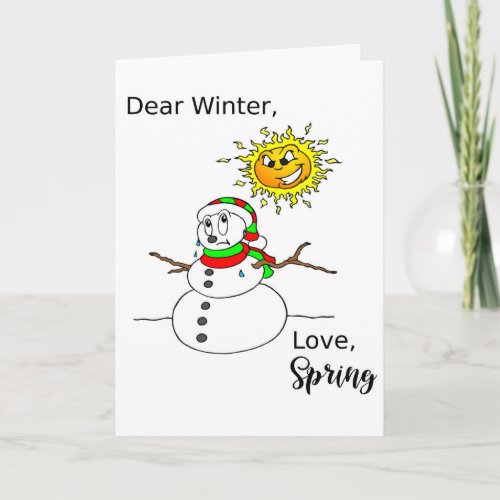 Funny Christmas Snowman Winter Spring Seasons Holiday Card