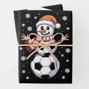 Funny Christmas Soccer Balls Tree As Snowman Wrapping Paper Sheets