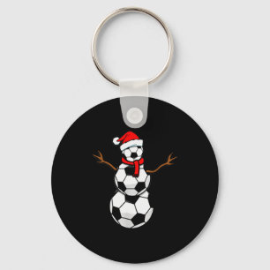 Funny Christmas Soccer Santa Snowman Keychain