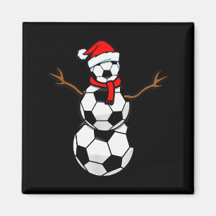 Funny Christmas Soccer Santa Snowman Magnet