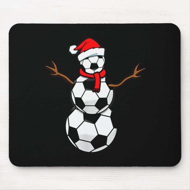 Funny Christmas Soccer Santa Snowman  Mouse Pad (Front)