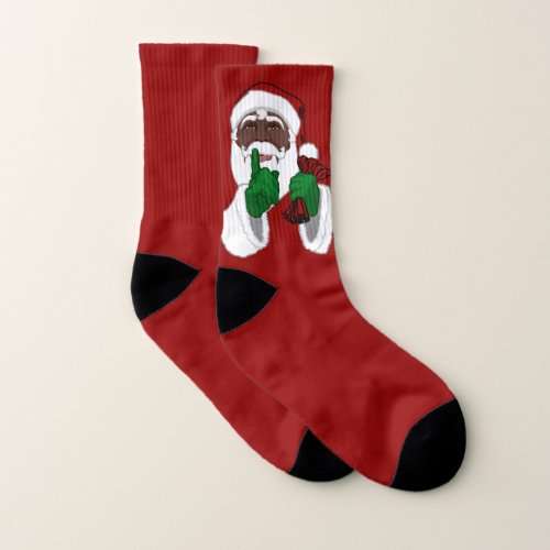 Funny Christmas Socks African Santa Socks Custom