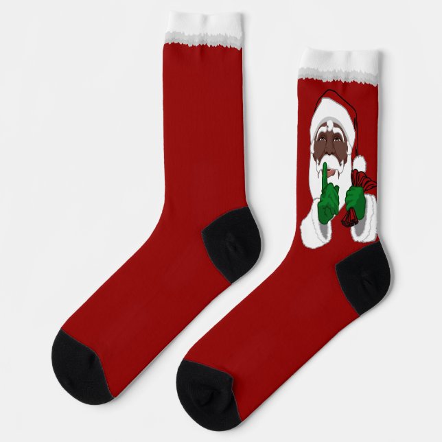 Funny Christmas Socks African Santa Socks Custom (Left)