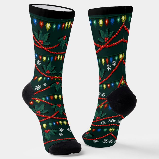 Funny Christmas Socks Christmas Socks Tree Custom (Angled)