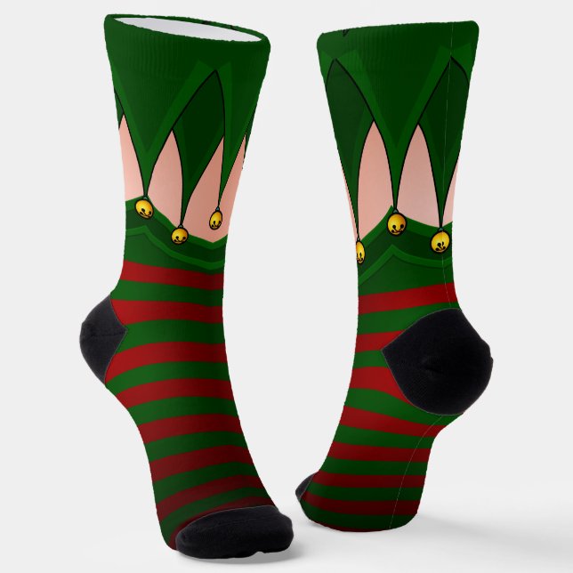 Funny Christmas Socks Festive Holiday Elf Socks (Angled)