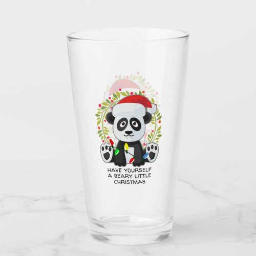 Funny Christmas Song Pun Panda Glass