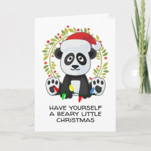 Funny Christmas Song Pun Panda Holiday Card